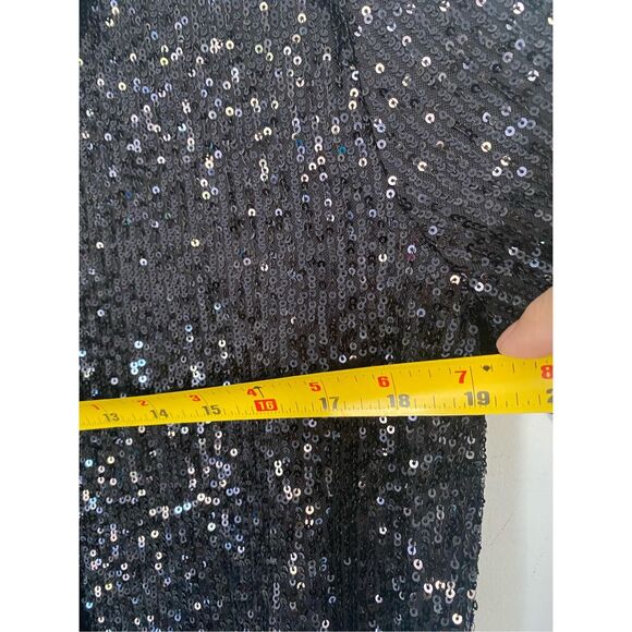 Halogen Dark Black Sequin Button Down Shirt Sz M - Picture 5 of 11